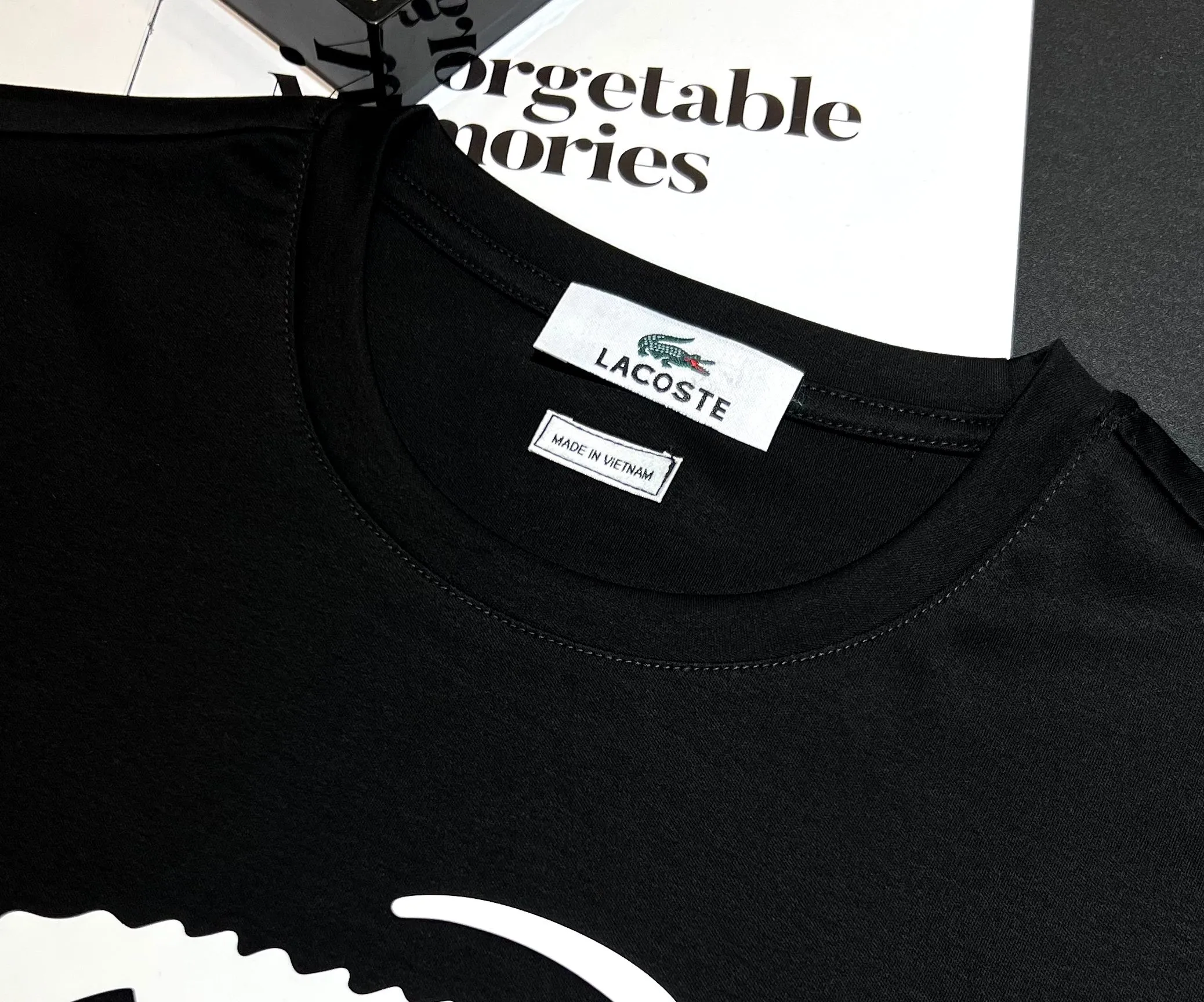 2026 New Arrival spring and summer mercerized cotton 200g short-sleeved T-shirt logo: LACOSTE Process: silicone Color: black/white Sizes: M~3XL